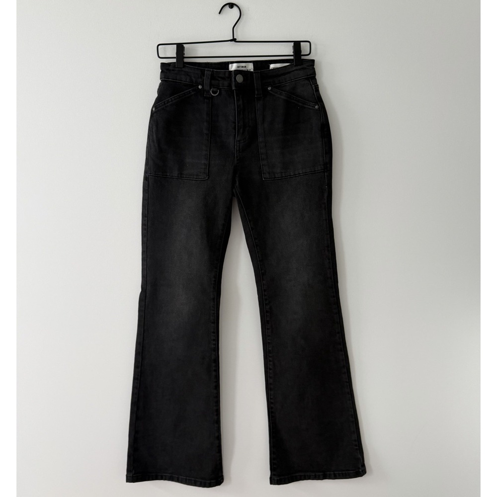 Cotton On Bootcut Jeans Womens 4 27x32 Stretch Bootleg Black Flap Pockets Black
